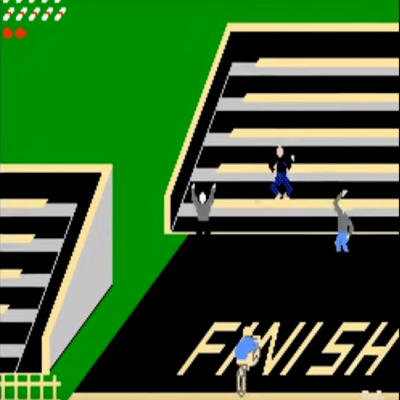 The end of a level in "Paperboy".